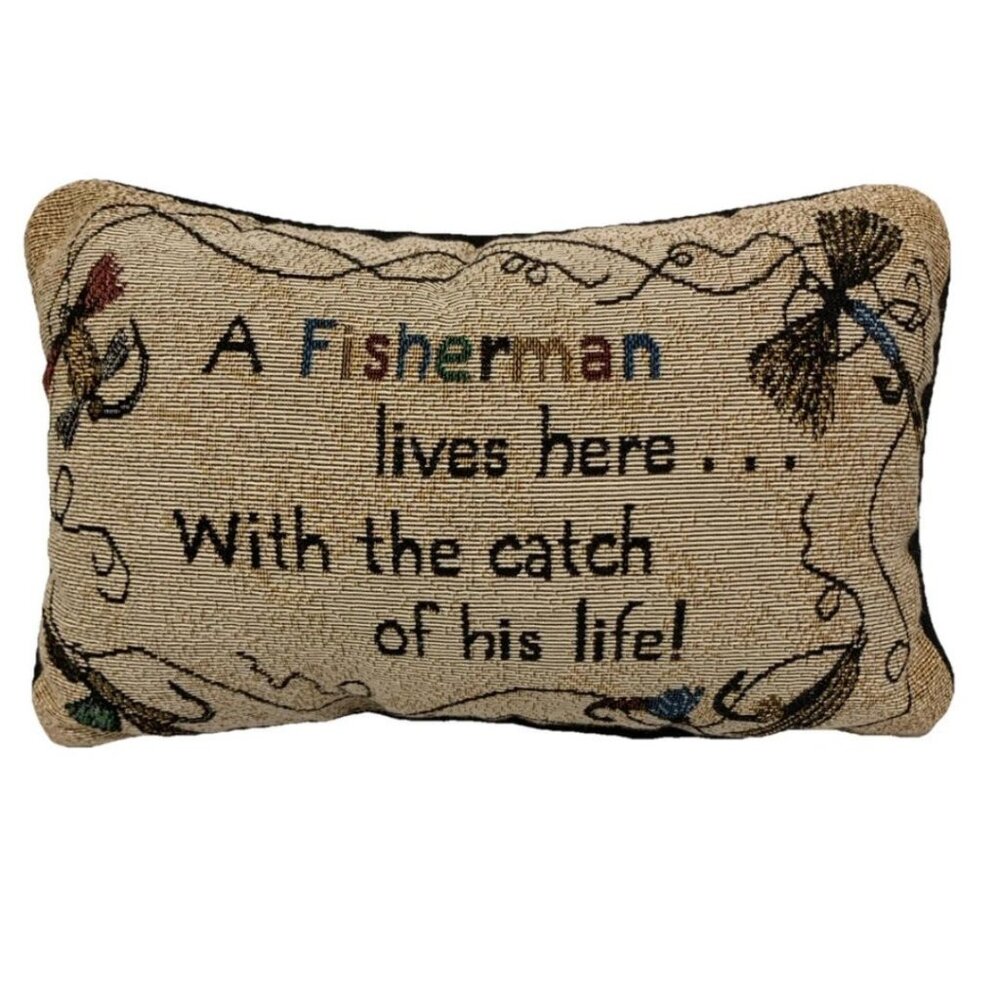 Decorative Lumbar Pillow - Fishing Theme